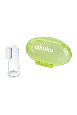 Akuku Szilikon fogkefe és ínymasszírozó tokban