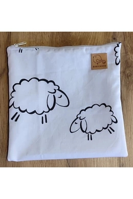 Babychicks cipzáras snacktartó / uzsonnás zsák - bárányok (pamut-vízálló poliészter) 20x20 cm