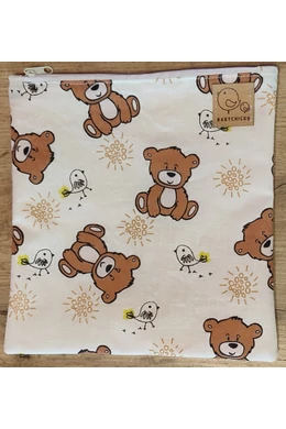 Babychicks cipzáras snacktartó / uzsonnás zsák - mackó (pamut-vízálló poliészter) 20x20 cm