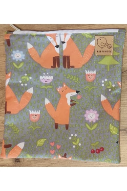 Babychicks cipzáras snacktartó / uzsonnás zsák - rókák (pamut-vízálló poliészter) 20x20 cm