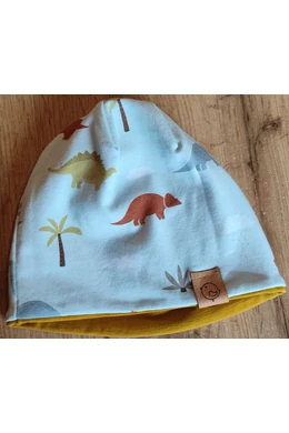 Babychicks beanie sapka - mustár-dino