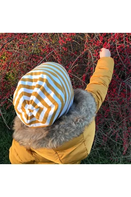 Babychicks beanie sapka - mustár csíkos