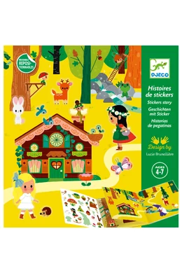 Djeco Újrahasználható Mesélő matricás könyv - Varázslatos erdő