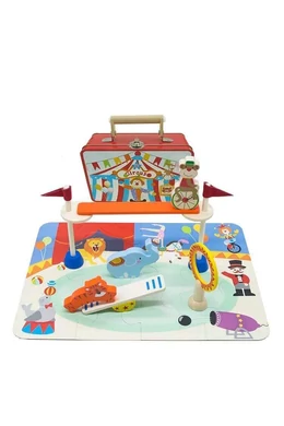 Fa cirkuszos szerepjáték fém dobozban