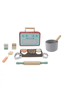 Fa süteményes készlet fém dobozban