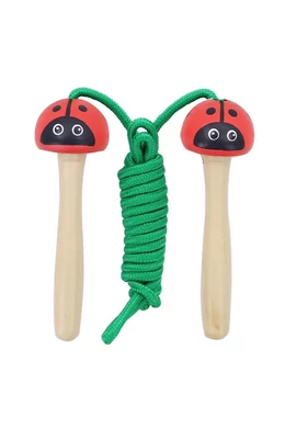 Fa ugrálókötél állatfigurás (katica, natúr)