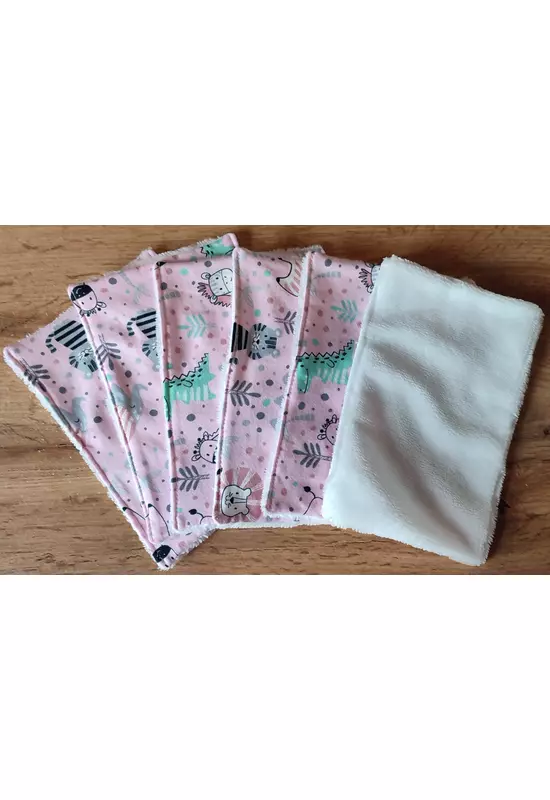 Babychicks 2 rétegű bambuszos mosható törlőkendő - 6 db (rózsaszín)