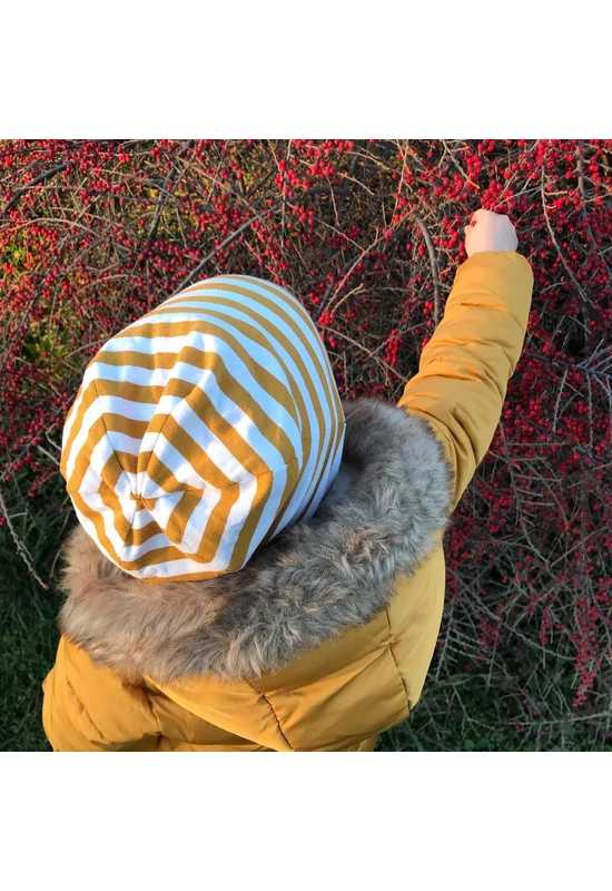 Babychicks beanie sapka - mustár csíkos