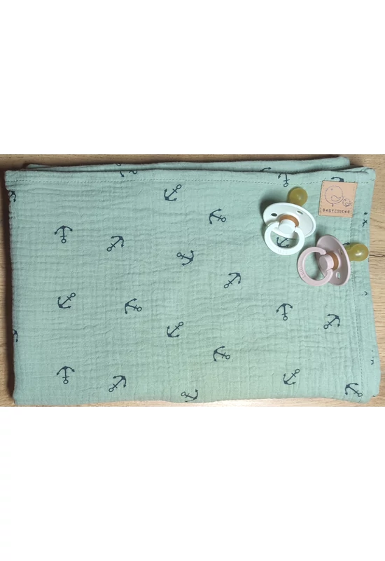 Babychicks duplagéz babatakaró 80x120 cm - menta horgony