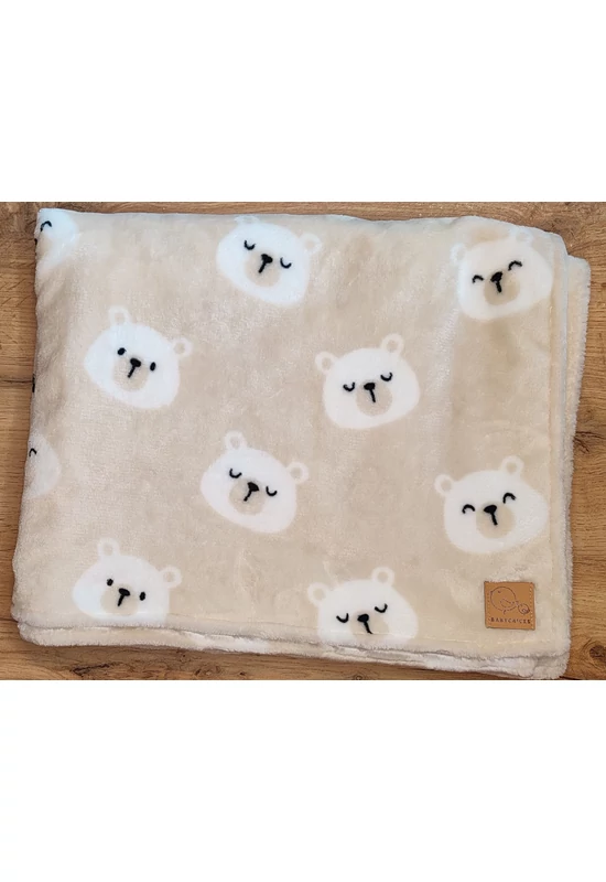 Babychicks wellsoft babatakaró 70 x 115 cm - bézs maci fejes