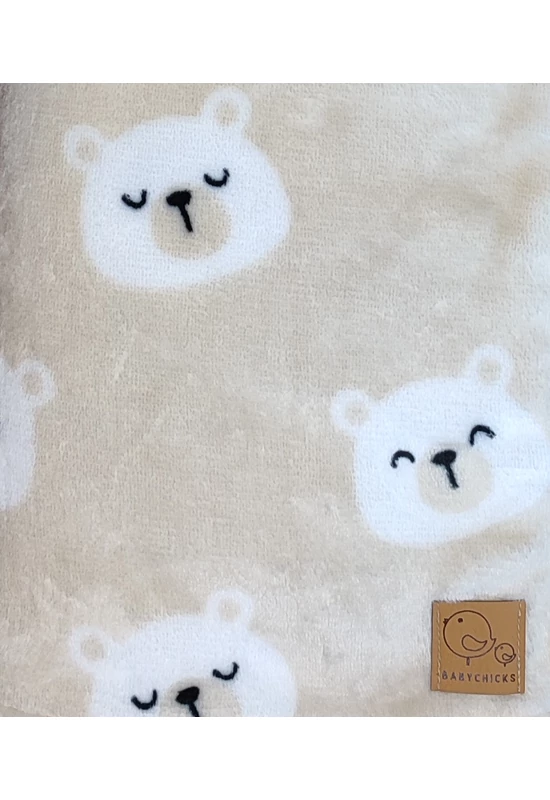Babychicks wellsoft babatakaró 70 x 115 cm - bézs maci fejes