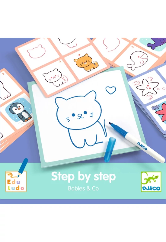 Djeco Rajzolás lépésről lépésre - Állatkölykök - Eduludo Step by step