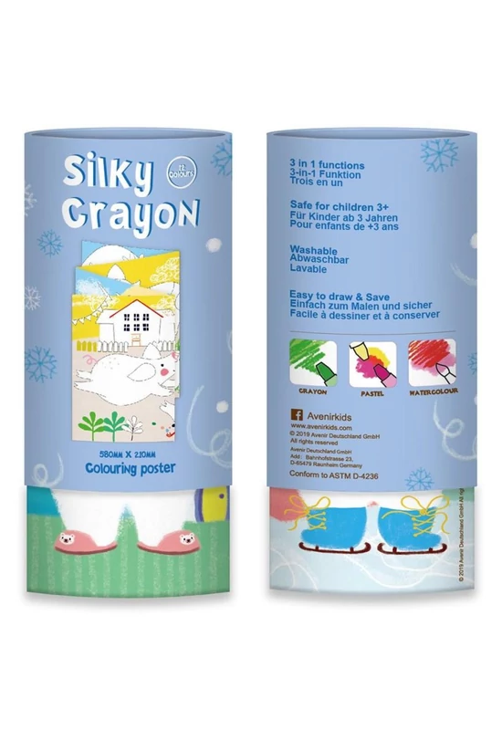 Avenir Kids zsírkréta készlet 3 az-1-ben kiszínezhető poszterrel, jegesmacis 12 db-os