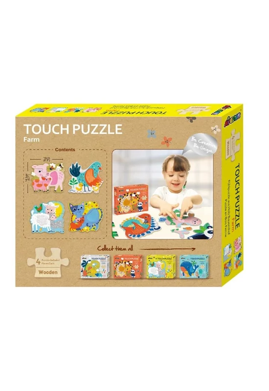 Avenir Kids Készségfejlesztő fa tapintós puzzle, Háziállatok