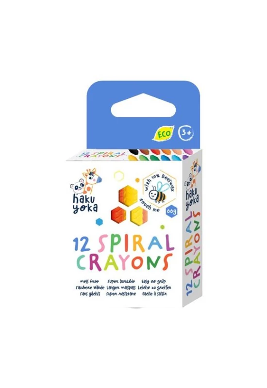 Haku Yoka Színes spirálozott felületű méhviaszos zsírkréta, 12 db-os