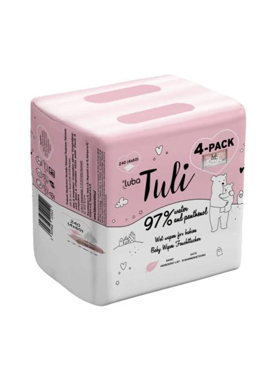 Luba Tuli nedves törlőkendő, panthenol, 4x60db