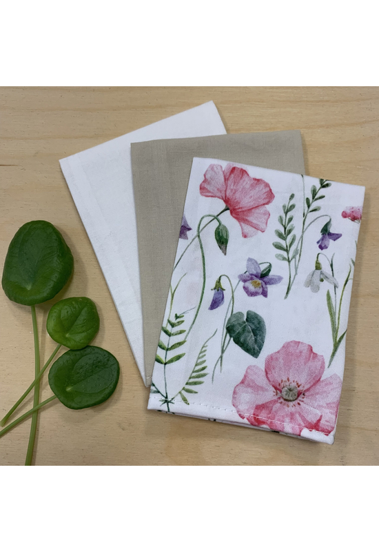 Viszem magammal textil zsebkendő csomag (25x25cm) - Réti virágok
