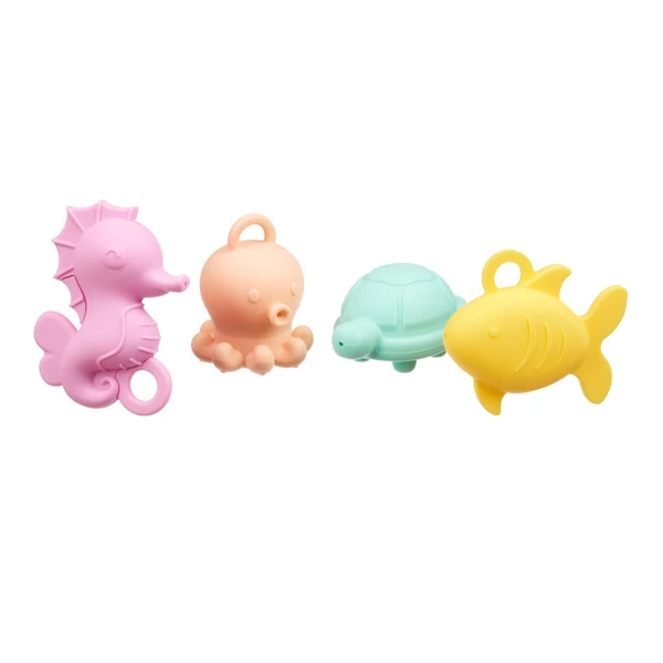 Akuku szilikon szétnyitható fürdőjáték szett 4db-os tengeri állatok