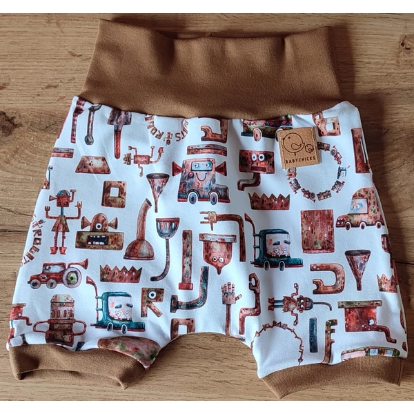 Babychicks rövidnadrág - rozsdás robotok (választható méret)