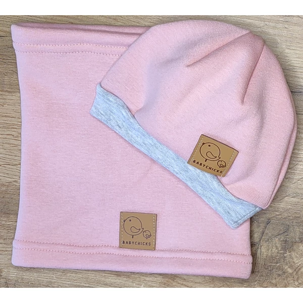 Babychicks téli sapka-sál szett - világos rózsaszín