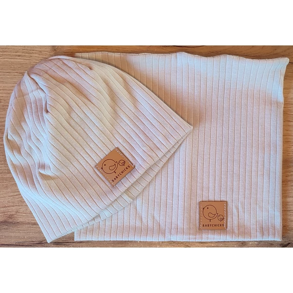 Babychicks sapka - sál szett, bézs Harmony (választható méret)