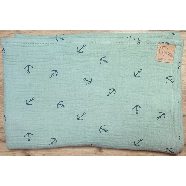 Babychicks duplagéz babatakaró 80x120 cm - menta horgony