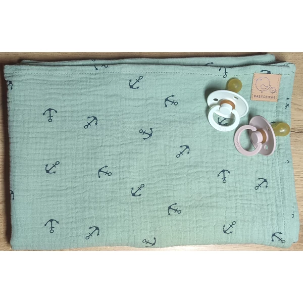 Babychicks duplagéz babatakaró 80x120 cm - menta horgony