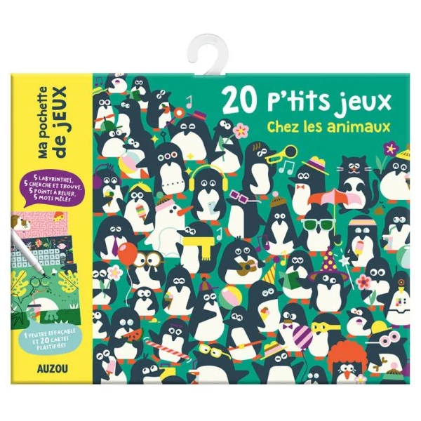 Auzou Letörölhető fejtörő feladatkártyák, Játék az állatokkal