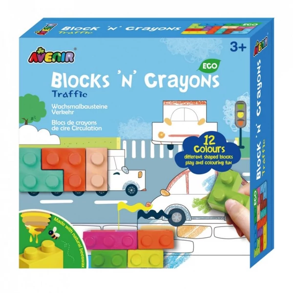 Avenir Kids Építs és rajzolj fejlesztő kreatív zsírkréta készlet, közlekedés