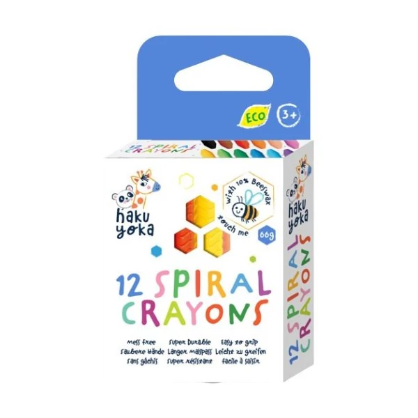 Haku Yoka Színes spirálozott felületű méhviaszos zsírkréta, 12 db-os