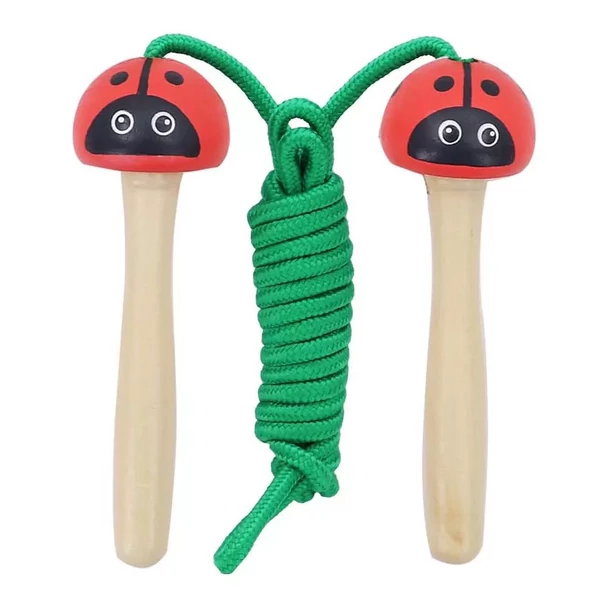 Fa ugrálókötél állatfigurás (katica, natúr)