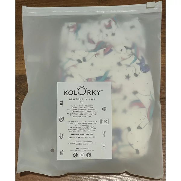 Kolorky Night környezetbarát eldobható pelenka 2db-os próbacsomag - Unikornis (5-8 kg)