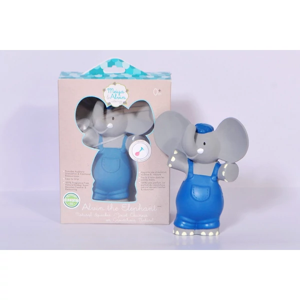 Tikiri Alvin az elefánt organikus gumi csörgő játék dobozban