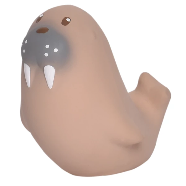 Tikiri sarkvidéki tengeri oroszlán organikus gumi rágóka, csörgő és fürdőjáték dobozban 10 cm